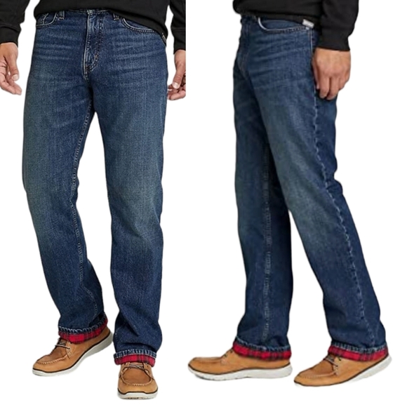 Eddie Bauer NEW Men's Flannel Lined Straight Jeans 40 X 34 - Picture 1 of 12